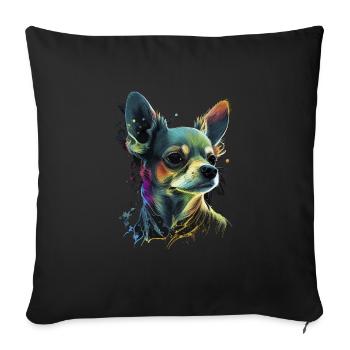 Chihuahua | Abstrakte Malerei | Farbe | Niedlicher - Sofakissenbezug 45 x 45 cm - Schwarz - Vorne