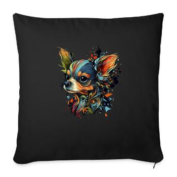 Chihuahua | Abstrakte Malerei | Farbe | Niedlicher - Sofakissenbezug 45 x 45 cm - Schwarz - Vorne