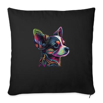 Chihuahua | Abstrakte Malerei | Farbe | Niedlicher - Sofakissenbezug 45 x 45 cm - Schwarz - Vorne