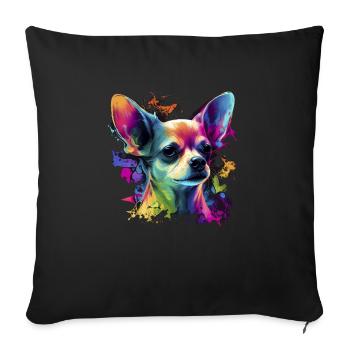 Chihuahua | Abstrakte Malerei | Farbe | Niedlicher - Sofakissenbezug 45 x 45 cm - Schwarz - Vorne