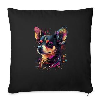 Chihuahua | Abstrakte Malerei | Farbe | Niedlicher - Sofakissenbezug 45 x 45 cm - Schwarz - Vorne