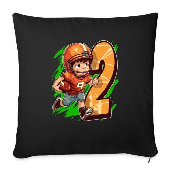 Je suis 2 enfants de football américain et de rugby - Housse de coussin décorative 45 x 45 cm - noir - Devant