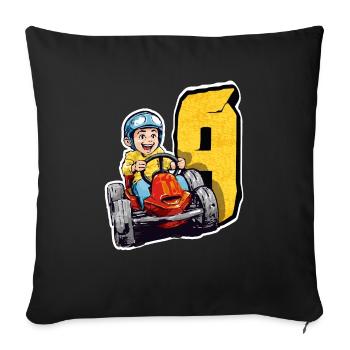 I'm 9 Gokart Kid - Kart Racing - Sofa pillowcase 17,3'' x 17,3'' (45 x 45 cm) - black - Front