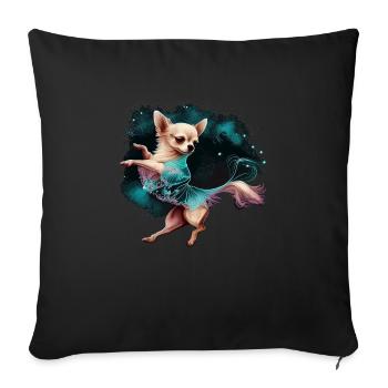 Chihuahua | Ballerina | Ballet | Dance | Dancing | - Sofakissenbezug 45 x 45 cm - Schwarz - Vorne