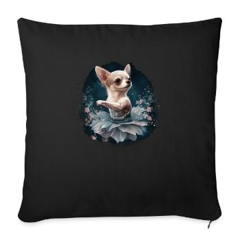 Chihuahua | Ballerina | Ballet | Dance | Dancing | - Sofakissenbezug 45 x 45 cm - Schwarz - Vorne