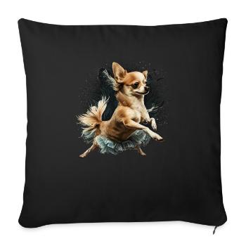 Chihuahua | Ballerina | Ballet | Dance | Dancing | - Sofakissenbezug 45 x 45 cm - Schwarz - Vorne
