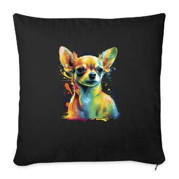Chihuahua | Abstrakte Malerei | Farbe | Niedlicher - Sofakissenbezug 45 x 45 cm - Schwarz - Vorne
