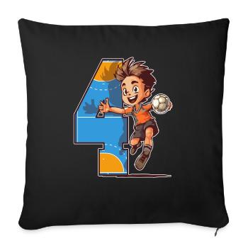Handball Birthday - 4 years old Boy - 4. - Sofa pillowcase 17,3'' x 17,3'' (45 x 45 cm) - black - Front