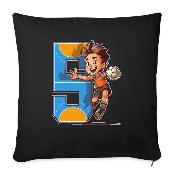 Handball Birthday - 5 years old Boy - 5. - Sofa pillowcase 17,3'' x 17,3'' (45 x 45 cm) - black - Front