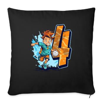 Handball Birthday - 4 years old Boy - 4. - Sofa pillowcase 17,3'' x 17,3'' (45 x 45 cm) - black - Front