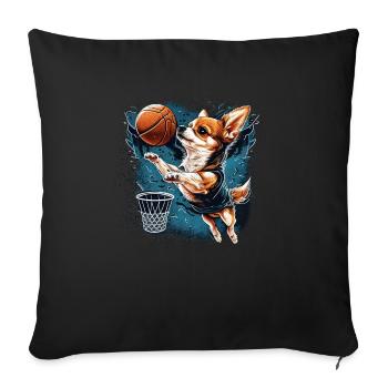 Chihuahua | Basketball | Player | Sport | Dunk | - Sofa pillowcase 17,3'' x 17,3'' (45 x 45 cm) - black - Front