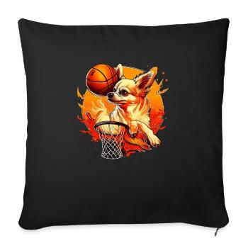 Chihuahua | Basketball | Player | Sport | Dunk | - Sofa pillowcase 17,3'' x 17,3'' (45 x 45 cm) - black - Front