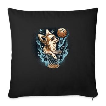 Chihuahua | Basketball | Player | Sport | Dunk | - Sofa pillowcase 17,3'' x 17,3'' (45 x 45 cm) - black - Front