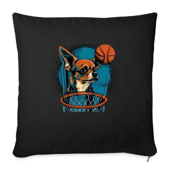 Chihuahua | Basketball | Player | Sport | Dunk | - Sofa pillowcase 17,3'' x 17,3'' (45 x 45 cm) - black - Front