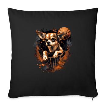 Chihuahua | Basketball | Player | Sport | Dunk | - Sofa pillowcase 17,3'' x 17,3'' (45 x 45 cm) - black - Front