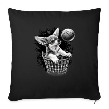 Chihuahua | Basketball | Player | Sport | Dunk | - Sofa pillowcase 17,3'' x 17,3'' (45 x 45 cm) - black - Front
