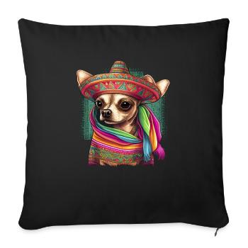 Chihuahua | Mexique | Chien Amusant Chapeau - Housse de coussin décorative 45 x 45 cm - noir - Devant