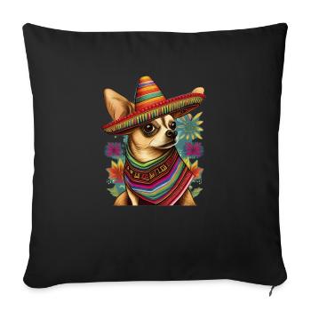 Chihuahua | Mexique | Chien Amusant Chapeau - Housse de coussin décorative 45 x 45 cm - noir - Devant