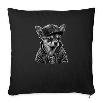 Chihuahua | Cooler Hund | Rap | Hip-Hop Gangster - Sofakissenbezug 45 x 45 cm - Schwarz - Vorne