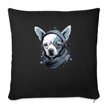 Chihuahua | Cooler Hund | Rap | Hip-Hop Gangster - Sofakissenbezug 45 x 45 cm - Schwarz - Vorne