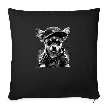 Chihuahua | Cooler Hund | Rap | Hip-Hop Gangster - Sofakissenbezug 45 x 45 cm - Schwarz - Vorne