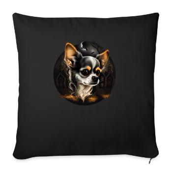 Chihuahua Costume d'Halloween - Citrouille - Housse de coussin décorative 45 x 45 cm - noir - Devant