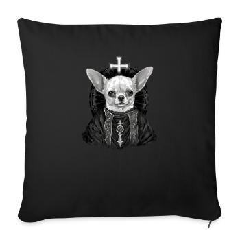 Chihuahua - Chien Pape Église Prêtre Catholique - Housse de coussin décorative 45 x 45 cm - noir - Devant