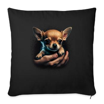 Chihuahua Hug Puppy - Cute Dog Love - Sofa pillowcase 17,3'' x 17,3'' (45 x 45 cm) - black - Front