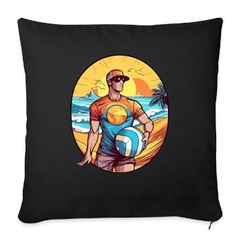 Rod joueur de beach volley - Housse de coussin décorative 45 x 45 cm - noir - Devant