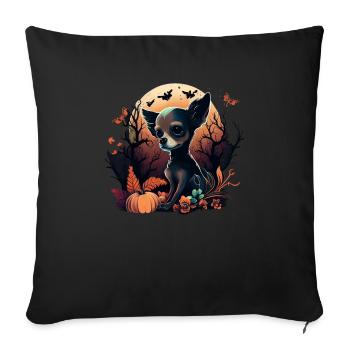 Chihuahua Costume d'Halloween - Citrouille - Housse de coussin décorative 45 x 45 cm - noir - Devant
