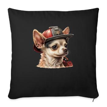 Chihuahua - Firefighter Fireman Cool Dog Men Hat - Sofa pillowcase 17,3'' x 17,3'' (45 x 45 cm) - black - Front