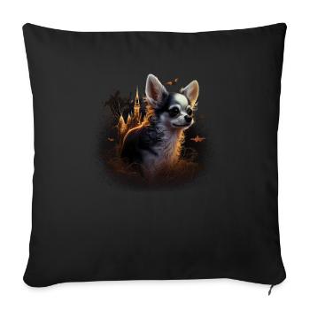 Chihuahua Costume d'Halloween - Citrouille - Housse de coussin décorative 45 x 45 cm - noir - Devant