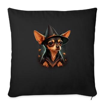 Chihuahua Costume d'Halloween - Citrouille - Housse de coussin décorative 45 x 45 cm - noir - Devant