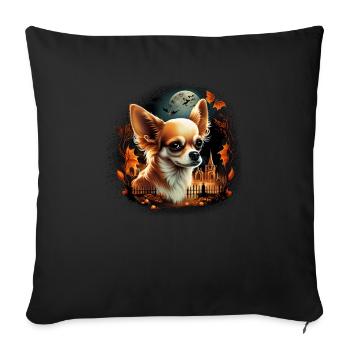 Chihuahua Costume d'Halloween - Citrouille - Housse de coussin décorative 45 x 45 cm - noir - Devant