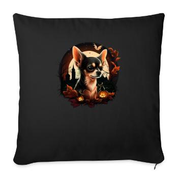 Chihuahua Costume d'Halloween - Citrouille - Housse de coussin décorative 45 x 45 cm - noir - Devant