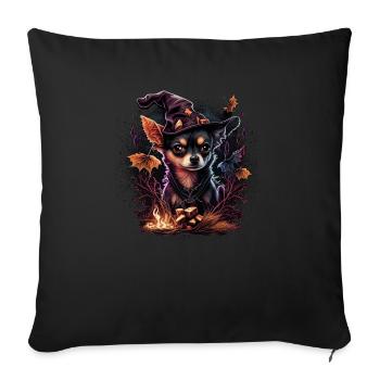 Chihuahua Costume d'Halloween - Citrouille - Housse de coussin décorative 45 x 45 cm - noir - Devant