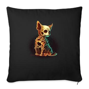 Chihuahua Costume d'Halloween - Citrouille - Housse de coussin décorative 45 x 45 cm - noir - Devant