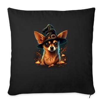 Chihuahua Costume d'Halloween - Citrouille - Housse de coussin décorative 45 x 45 cm - noir - Devant