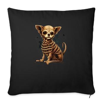 Chihuahua Costume d'Halloween - Citrouille - Housse de coussin décorative 45 x 45 cm - noir - Devant