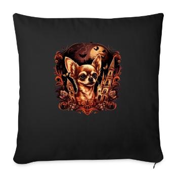 Chihuahua Costume d'Halloween - Citrouille - Housse de coussin décorative 45 x 45 cm - noir - Devant