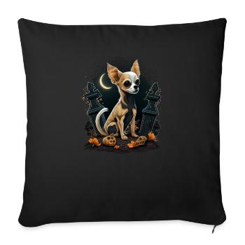 Chihuahua Costume d'Halloween - Citrouille - Housse de coussin décorative 45 x 45 cm - noir - Devant