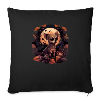 Chihuahua Costume d'Halloween - Citrouille - Housse de coussin décorative 45 x 45 cm - noir - Devant