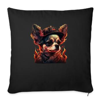 Chihuahua - Firefighter Fireman Cool Dog Men Hat - Sofa pillowcase 17,3'' x 17,3'' (45 x 45 cm) - black - Front