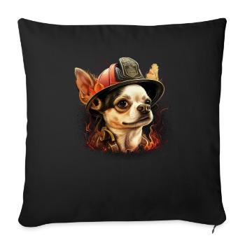 Chihuahua - Firefighter Fireman Cool Dog Men Hat - Sofa pillowcase 17,3'' x 17,3'' (45 x 45 cm) - black - Front