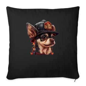Chihuahua - Firefighter Fireman Cool Dog Men Hat - Sofa pillowcase 17,3'' x 17,3'' (45 x 45 cm) - black - Front