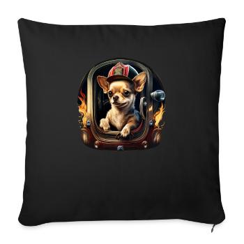 Chihuahua - Firefighter Fireman Cool Dog Men Hat - Sofa pillowcase 17,3'' x 17,3'' (45 x 45 cm) - black - Front