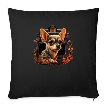 Chihuahua - Firefighter Fireman Cool Dog Men Hat - Sofa pillowcase 17,3'' x 17,3'' (45 x 45 cm) - black - Front