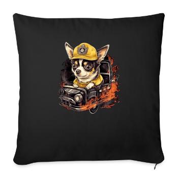 Chihuahua - Firefighter Fireman Cool Dog Men Hat - Sofa pillowcase 17,3'' x 17,3'' (45 x 45 cm) - black - Front