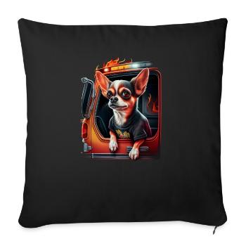 Chihuahua - Firefighter Fireman Cool Dog Men Hat - Sofa pillowcase 17,3'' x 17,3'' (45 x 45 cm) - black - Front