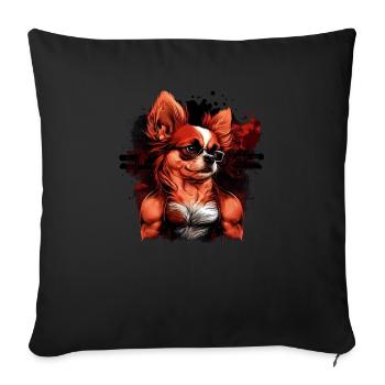 Chihuahua - Fitness Musculation Gym Chien Sixpack - Housse de coussin décorative 45 x 45 cm - noir - Devant